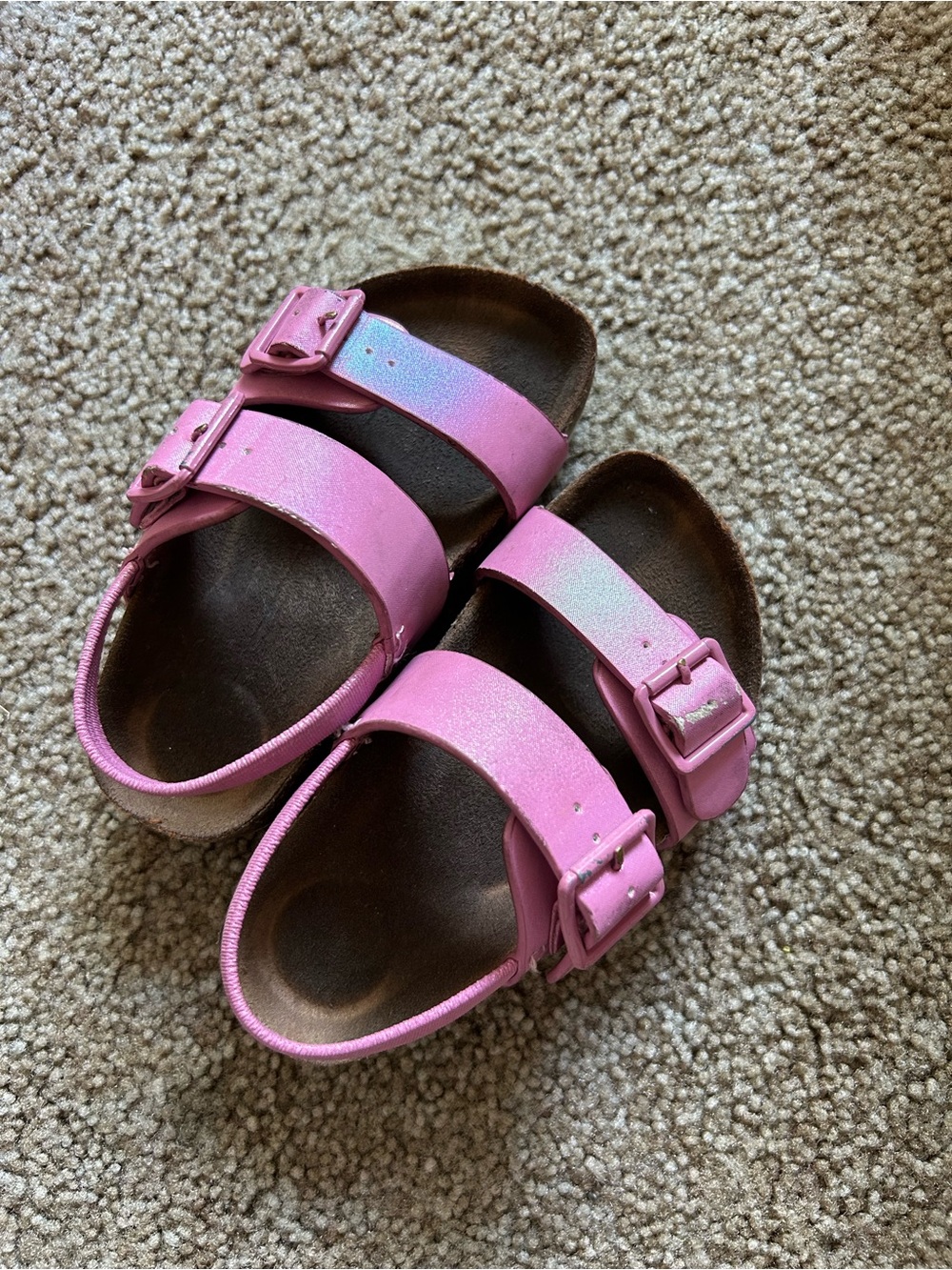 Kids Pink Double-Buckle Slide Sandals